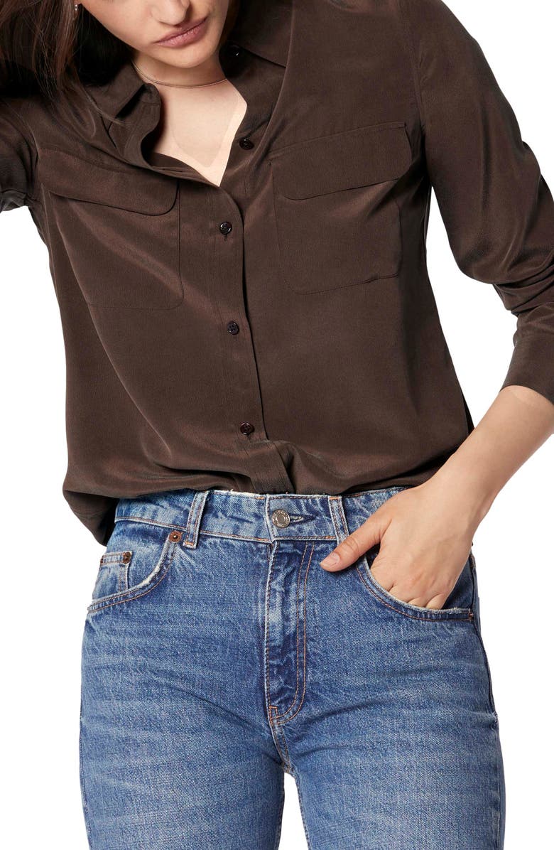 Equipment Signature Slim Fit Silk Button-Up Shirt, Main, color, 