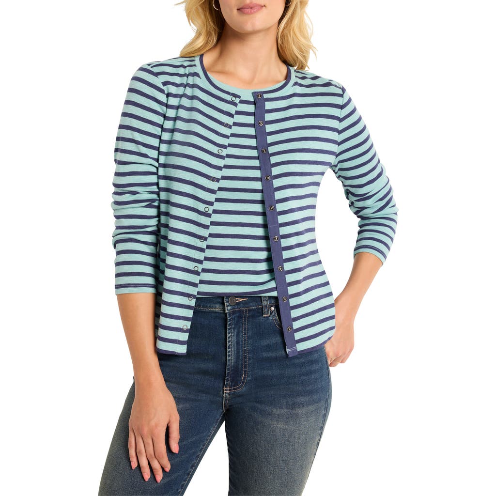 NZT BY NIC+ZOE NZT BY NIC+ZOE STRIPE FRONT SNAP CARDIGAN