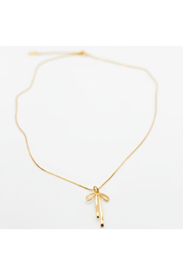Graceful Bow Necklace, Main, color, Gold