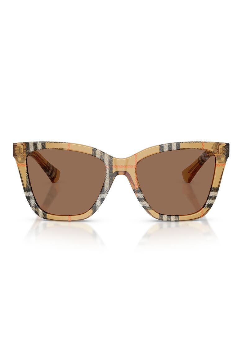 54mm Square Sunglasses, Main, color, CHECK SAND / DARK BROWN