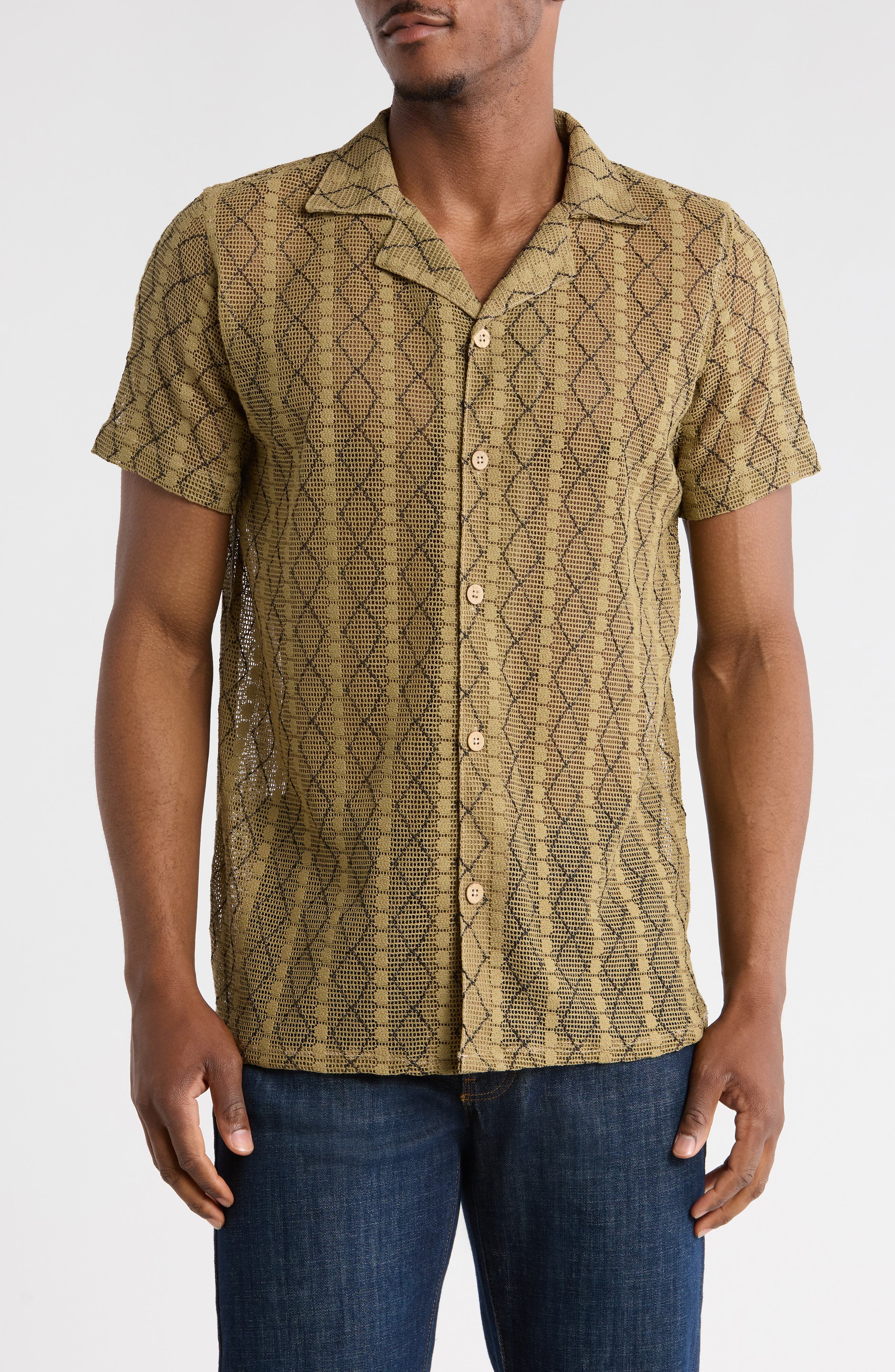 T.R. PREMIUM Modern Fit Textured Camp Shirt