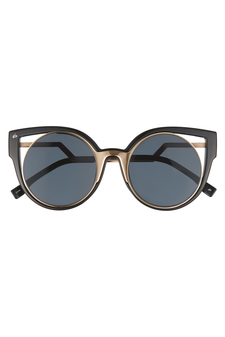 The Feminist 47mm Cat Eye Sunglasses, Alternate, color, BLACK