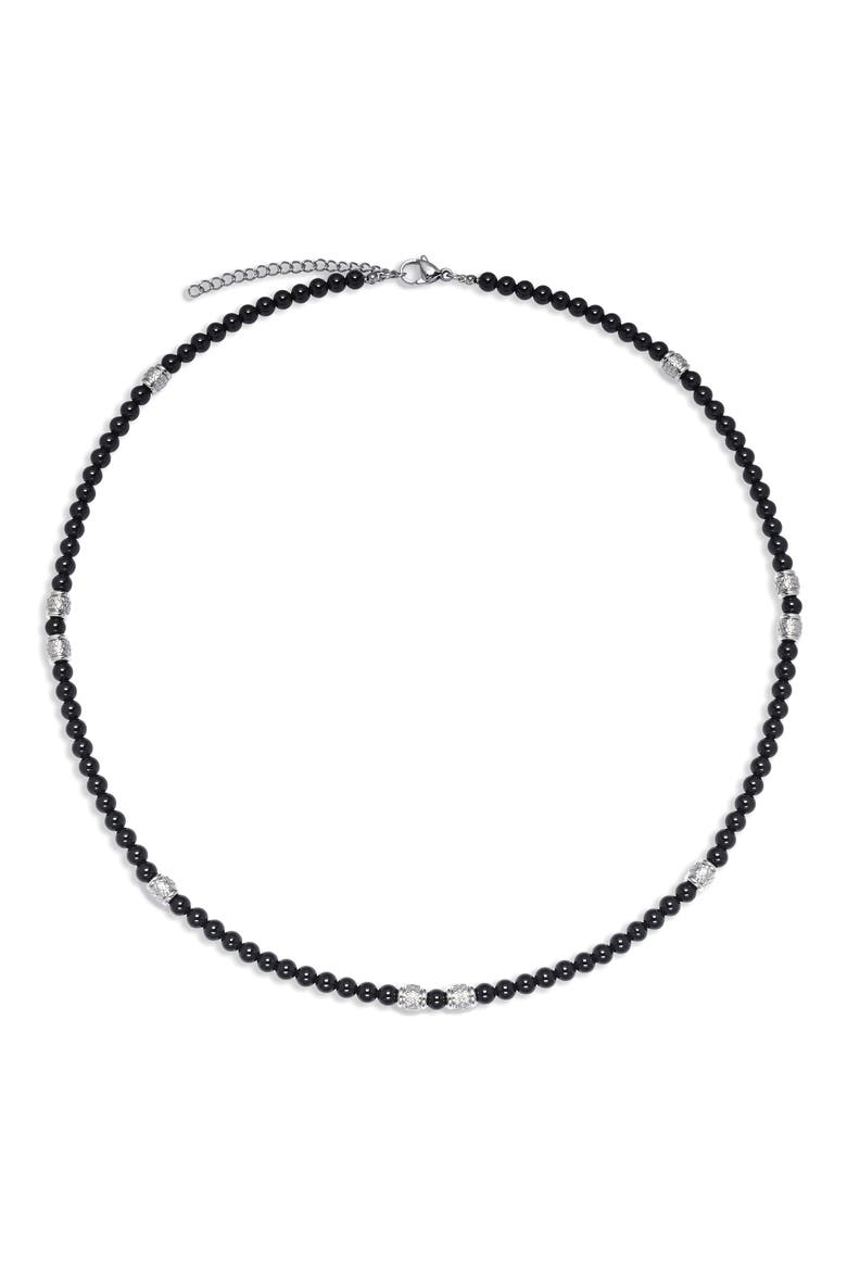 Men's Silas Agate Beaded Necklace, Main, color, BLACK