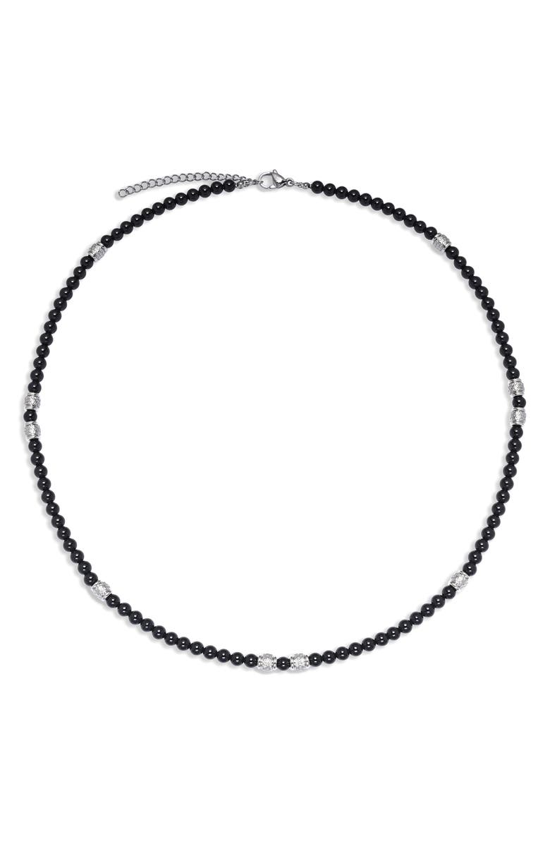 EYE CANDY LOS ANGELES Men's Silas Agate Beaded Necklace, Main, color, Black