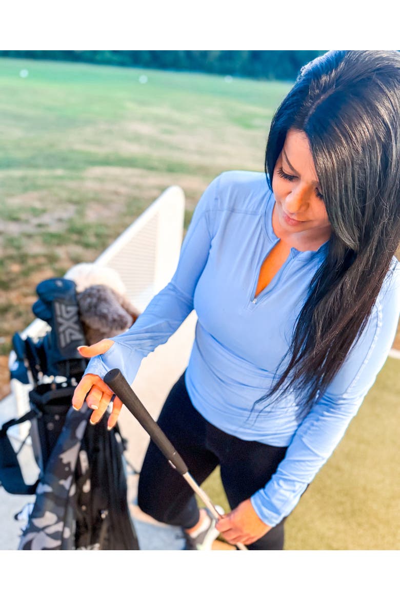 Women's Performance Quarter Zip Long Sleeve Crew Shirt for Sun and UV Protection, Alternate, color, Indigo