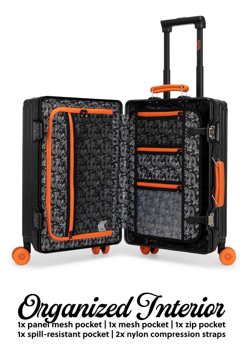 Cross Roads Polycarbonate Carry-on Suitcase with Aluminum Frame, Alternate, color, Black with Orange accents