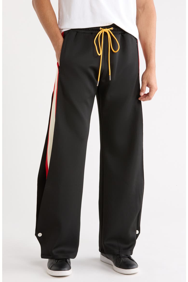 Striped Snap Pants, Main, color, BLACK/RED