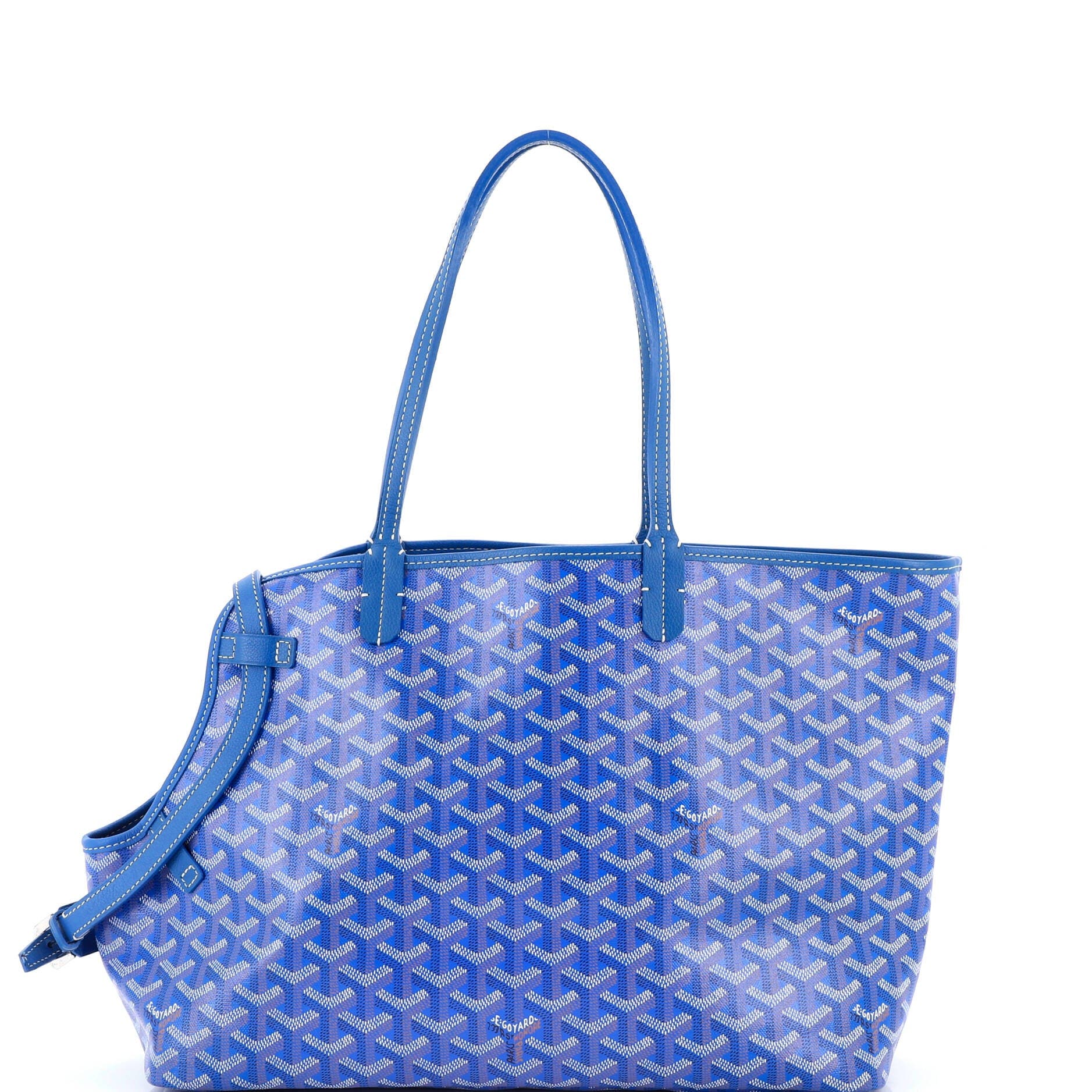 Pre-Owned Goyard Chien Gris Pet Carrier Tote Coated Canvas, Main, color, Blue
