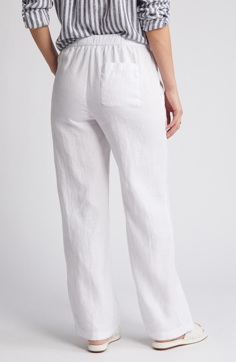 Caslon<sup>®</sup> Drawstring Straight Leg Linen Pants, Alternate, color, White