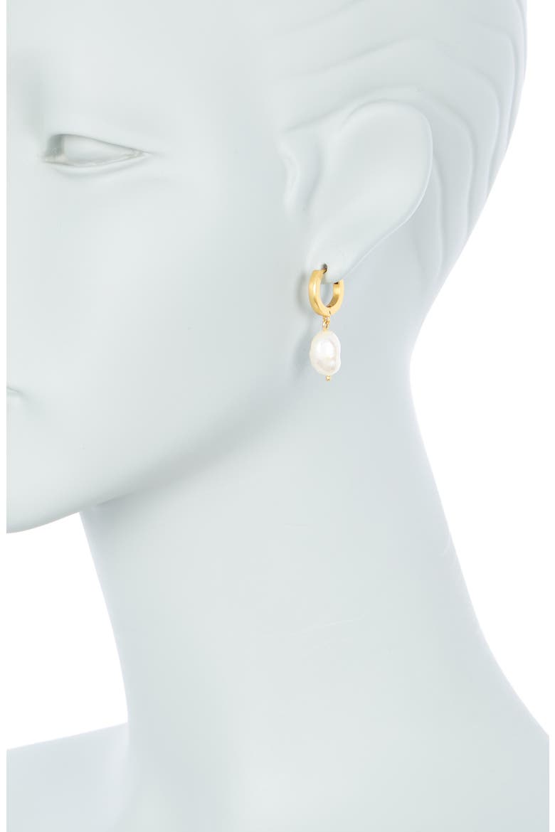 Gold Plated Keshi 4mm Freshwater Pearl Crystal 2-Piece Earring Set, Alternate, color, VINTAGE GOLD