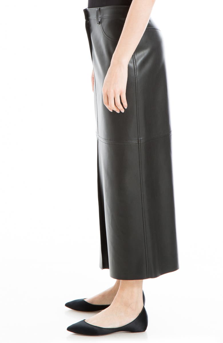 MAX STUDIO Faux Leather Slit Front Skirt, Alternate, color, Black-Black