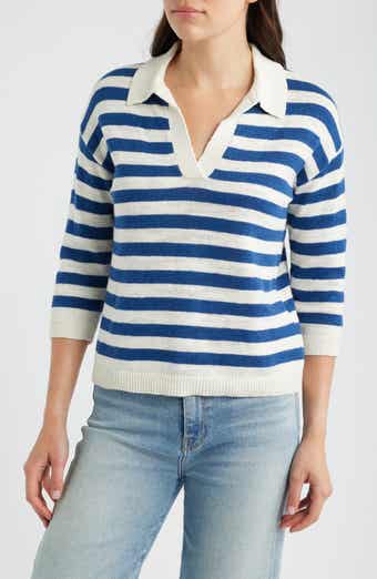Gwynver Stripe Johnny Collar Sweater