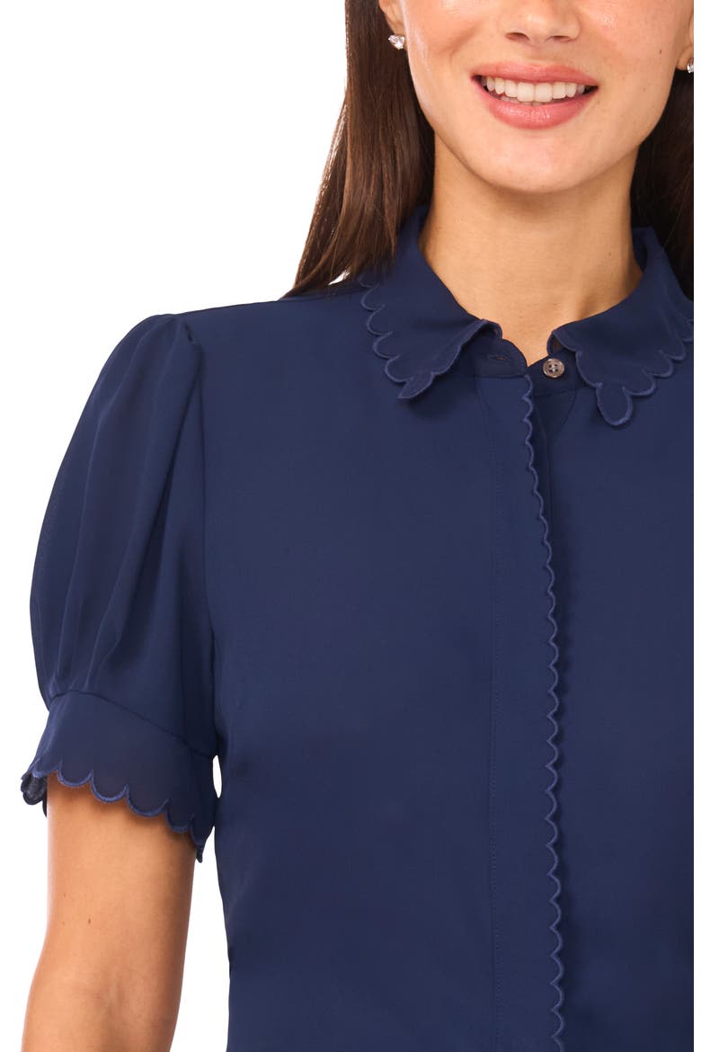 Scallop Short Sleeve Top, Alternate, color, CLASSIC NAVY