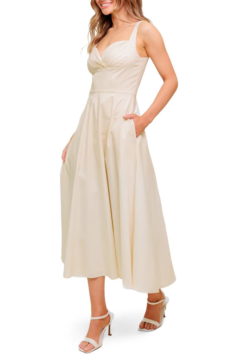 Sweetheart Twill Maxi Dress, Alternate, color, CREAM