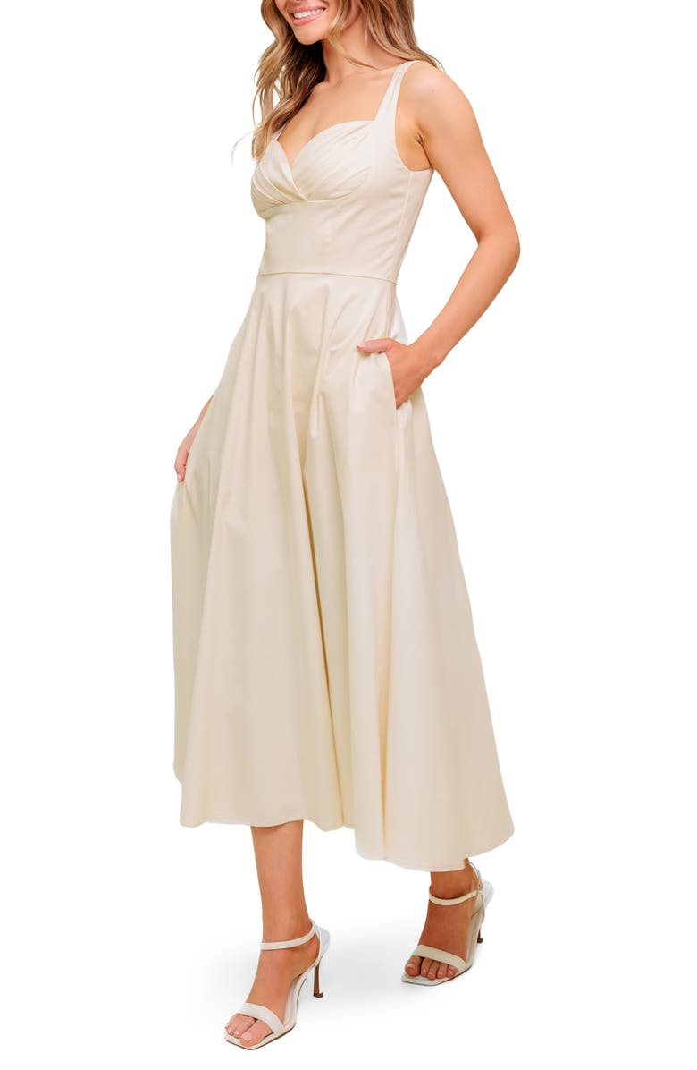 FLYING TOMATO Sweetheart Twill Maxi Dress, Alternate, color, Cream