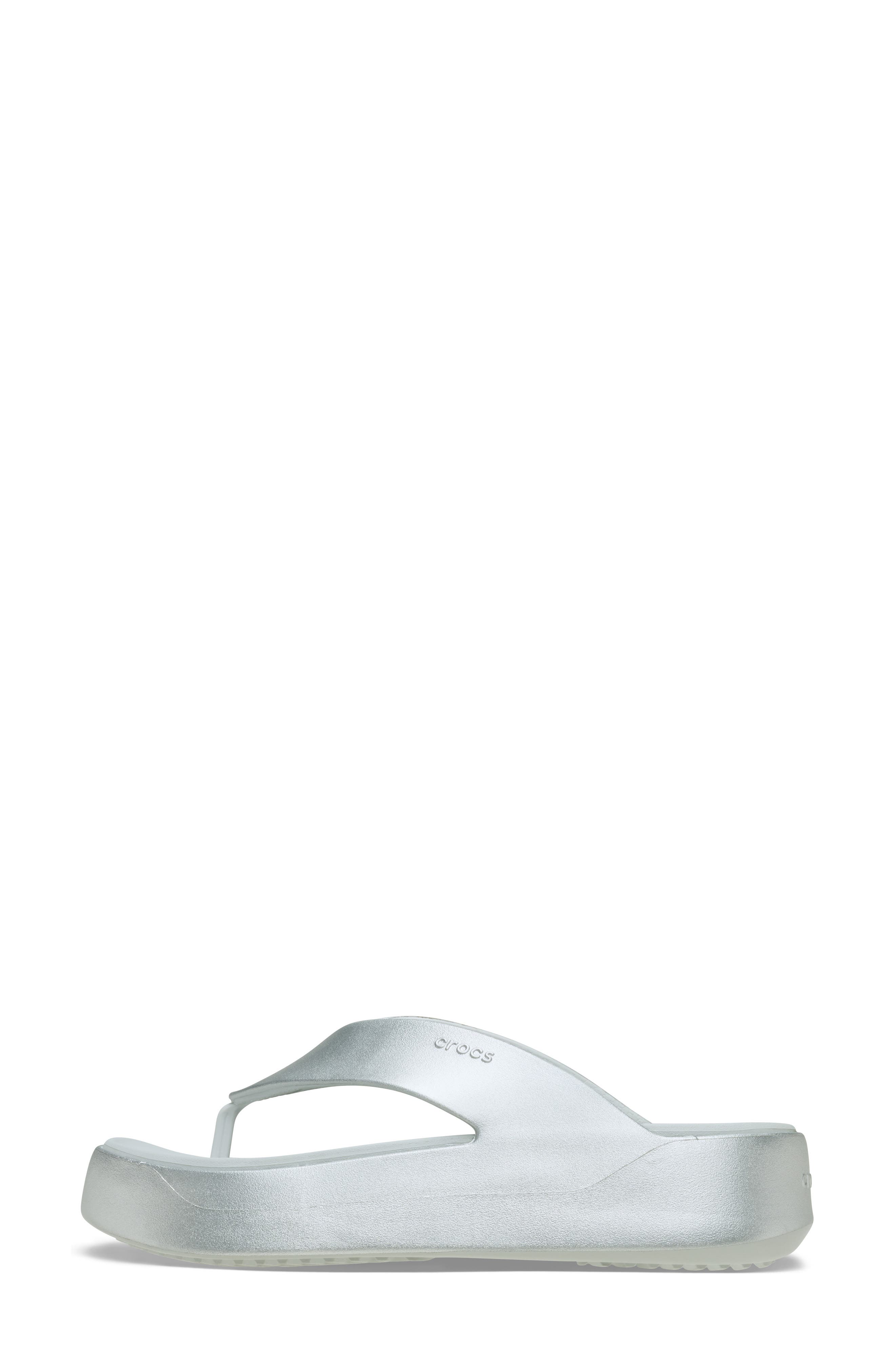 CROCS Getaway Metallic Platform Flip Flop, Alternate, color, Silver