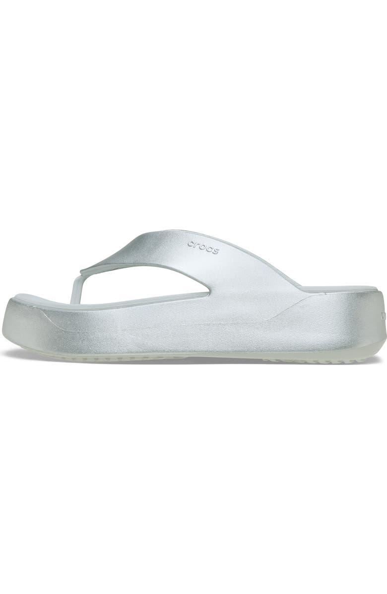 CROCS Getaway Metallic Platform Flip Flop, Alternate, color, Silver