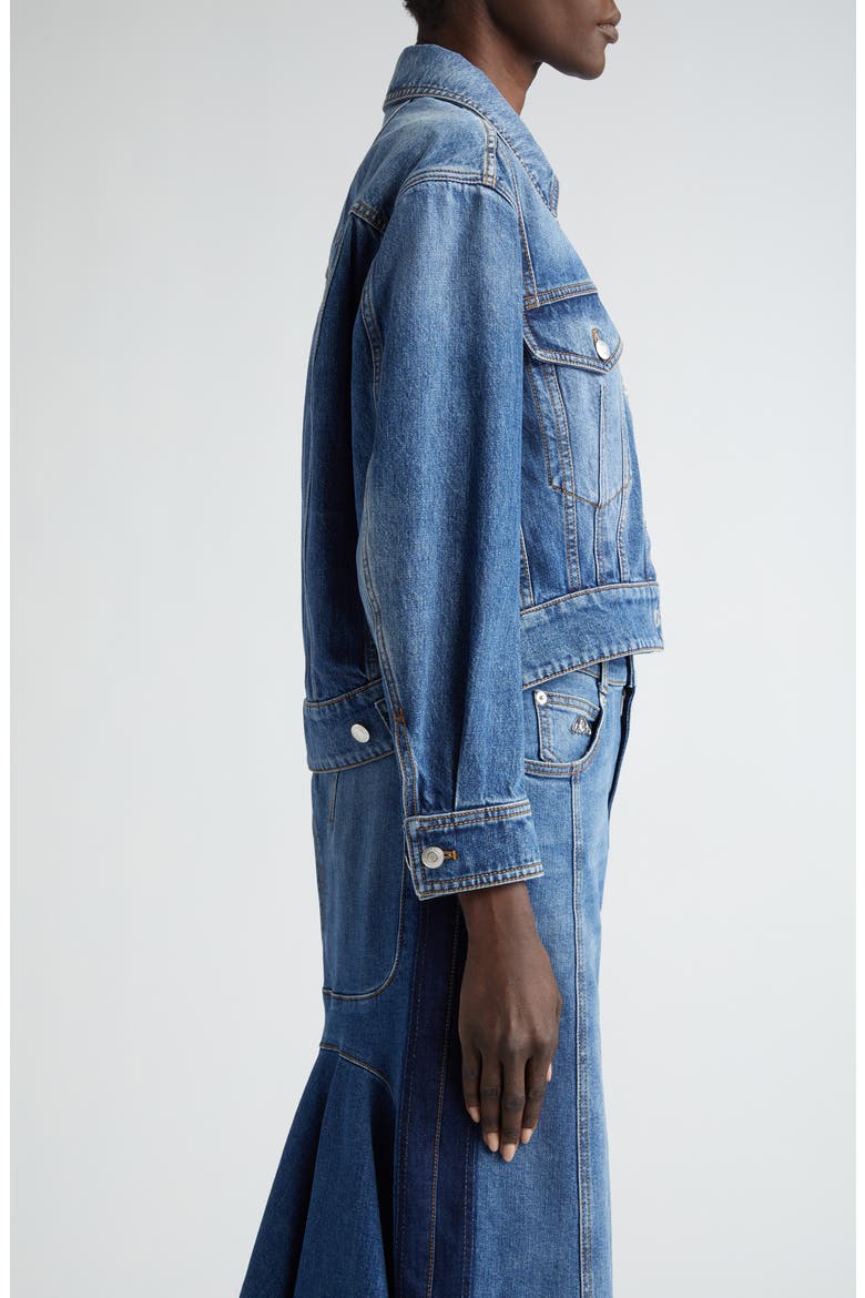 High-Low Denim Jacket, Alternate, color, WORN WASH