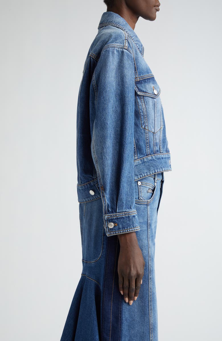 McQueen High-Low Denim Jacket, Alternate, color,