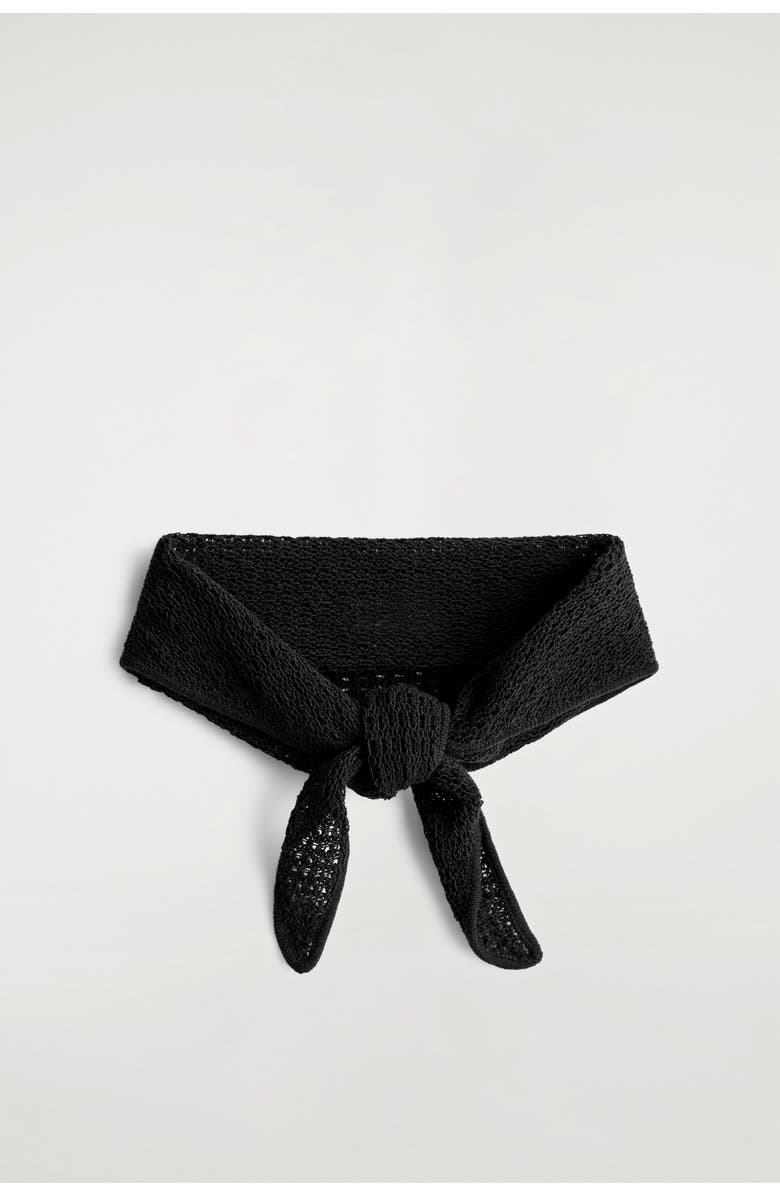 COS Open-Knit Triangle Scarf, Main, color, Black