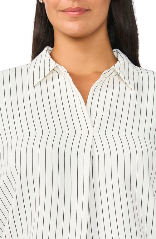 Halogenr Halogen(r) Striped V-neck Collared Blouse In Multi