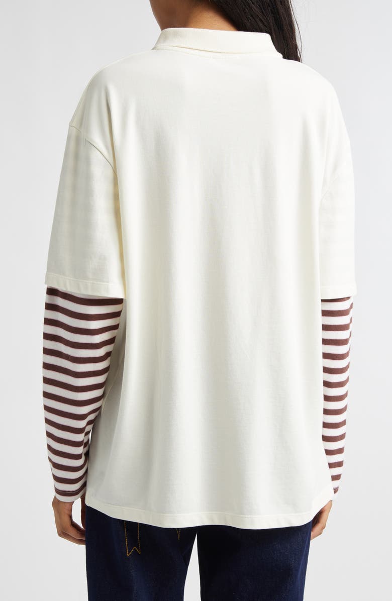 Sandy Liang Dew Oversize Layered Look Polo, Alternate, color, Cream