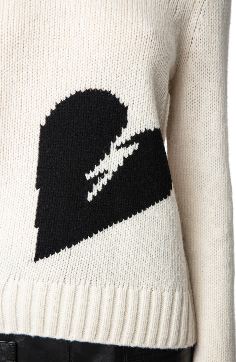 Zadig & Voltaire Malty Heart Intarsia Merino Wool Sweater, Alternate, color, 