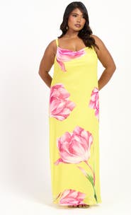 FASHION-SZN CURVE Statement Floral Strappy Maxi Dress