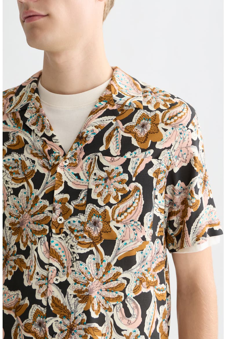 Relaxed Fit Print Short Sleeve Button-Up Shirt, Alternate, color, LUCKY BANDANA MULTI