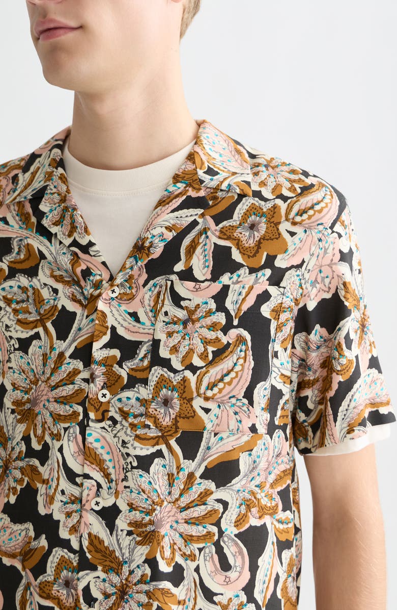 Scotch & Soda Relaxed Fit Print Short Sleeve Button-Up Shirt, Alternate, color, Lucky Bandana Multi