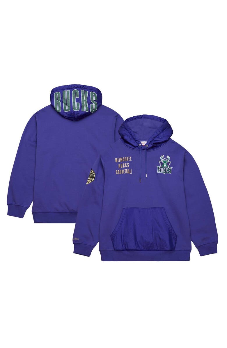 Mitchell & Ness Men's Mitchell & Ness Purple Milwaukee Bucks  Team OG 2.0 Vintage Logo Fleece Pullover Hoodie, Alternate, color, 