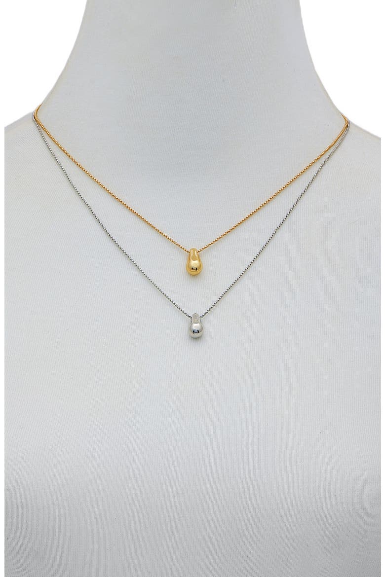 Two-Tone Teardrop Pendant Layered Necklace, Alternate, color, TWO TONE