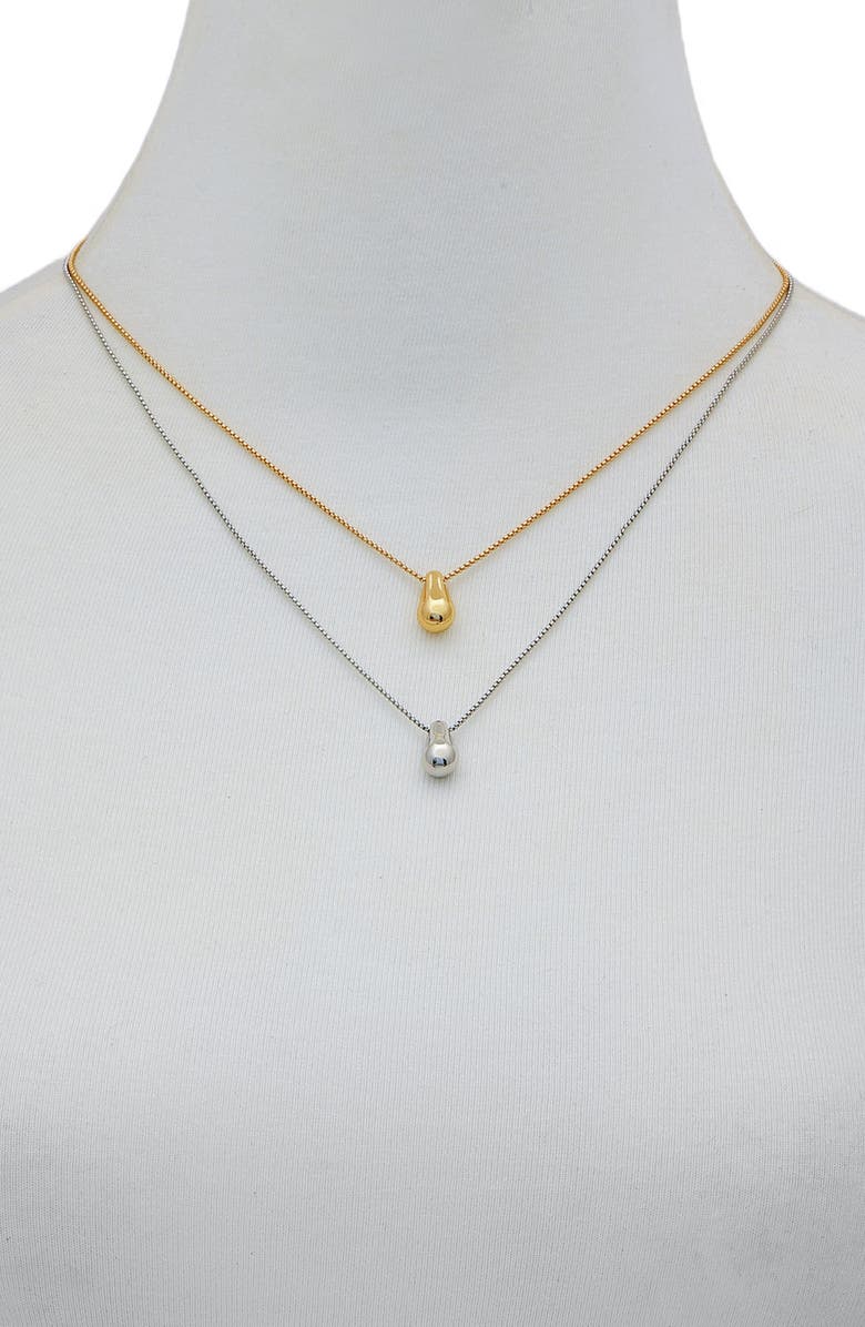 Vince Camuto Two-Tone Teardrop Pendant Layered Necklace, Alternate, color, Two Tone