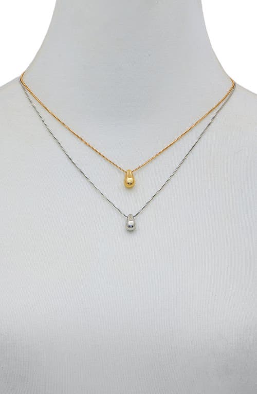 Vince Camuto Two-tone Teardrop Pendant Layered Necklace In Gold