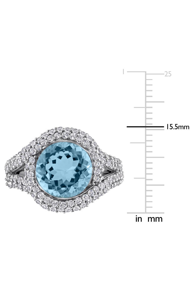 Blue Topaz & White Topaz Halo Cocktail Ring, Alternate, color, Blue Topaz
