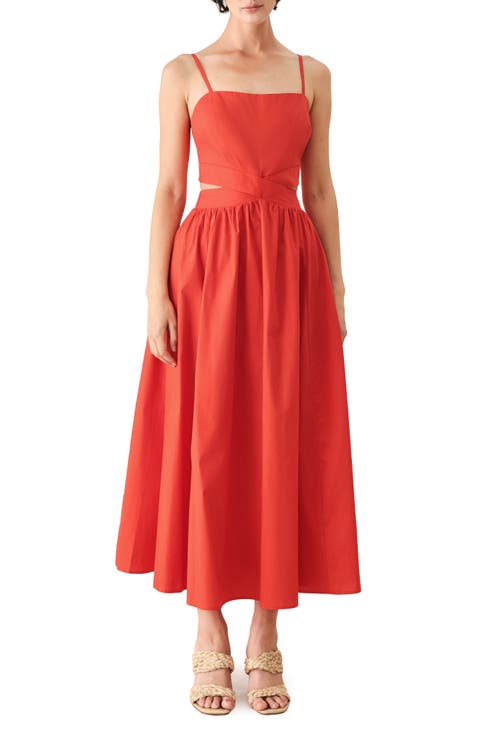Bow Back Cotton Midi Dress