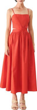 FREEMARKET Bow Back Cotton Midi Dress