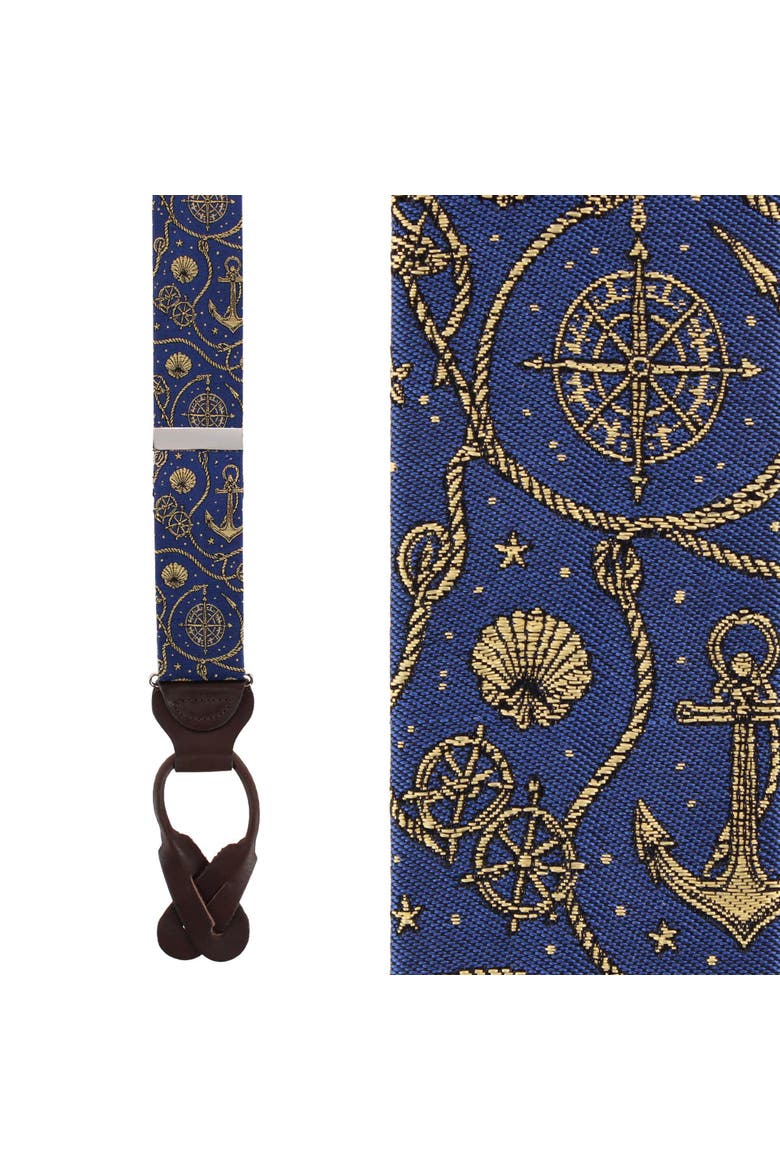 Anchor's Away Silk Novelty Button End Suspenders, Main, color, Navy