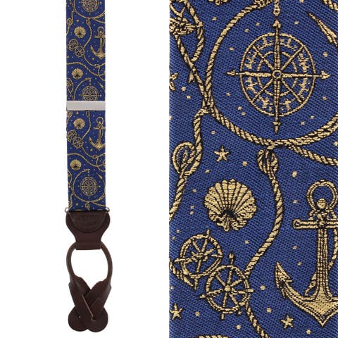 Anchor's Away Silk Novelty Button End Suspenders