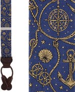 Trafalgar Anchor's Away Silk Novelty Button End Suspenders