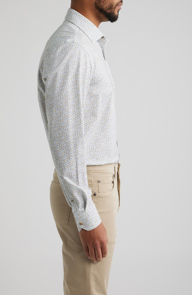 Bugatchi James OoohCotton<sup>®</sup> Sailboat Print Button-Up Shirt, Alternate, color, Caramel