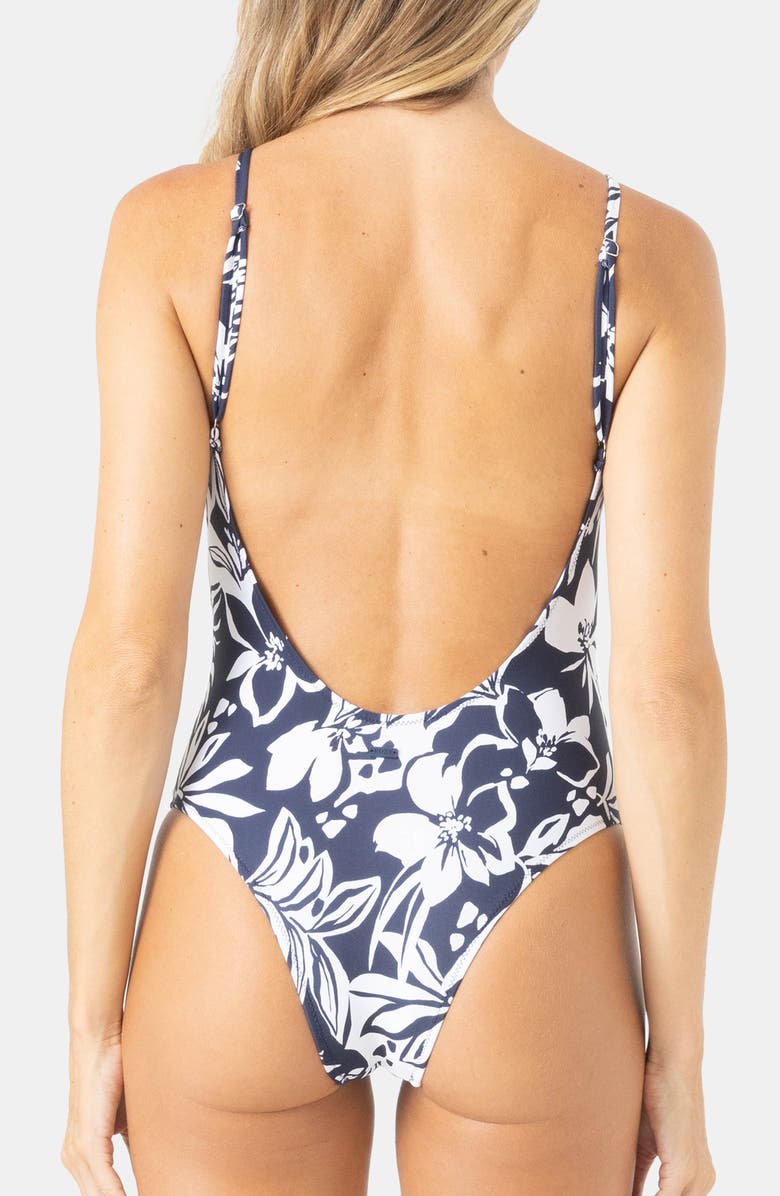 Roxy Oceanside Scoop Low Back One-Piece Swimsuit, Alternate, color, Mood Indigo