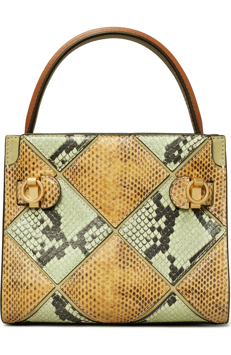 Tory Burch Small Lee Radziwill Diamond Exotic Leather Double Bag, Alternate, color,