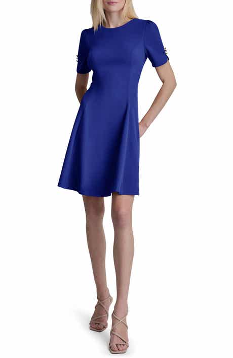 Button Sleeve Fit & Flare Dress