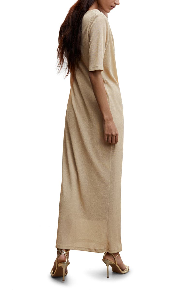 MANGO Drape Front Metallic Dress, Alternate, color,