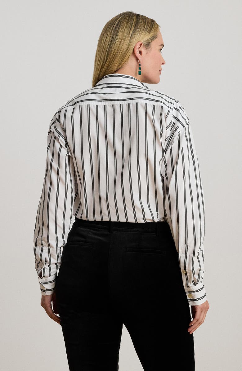 Lauren Ralph Lauren Relaxed Fit Stripe Shirt, Alternate, color, White/Black