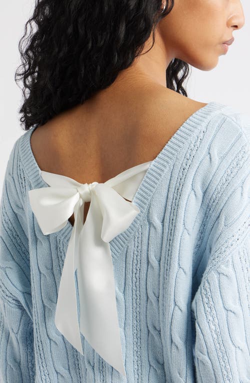Bp. Bow Back Cable Knit Sweater In Blue