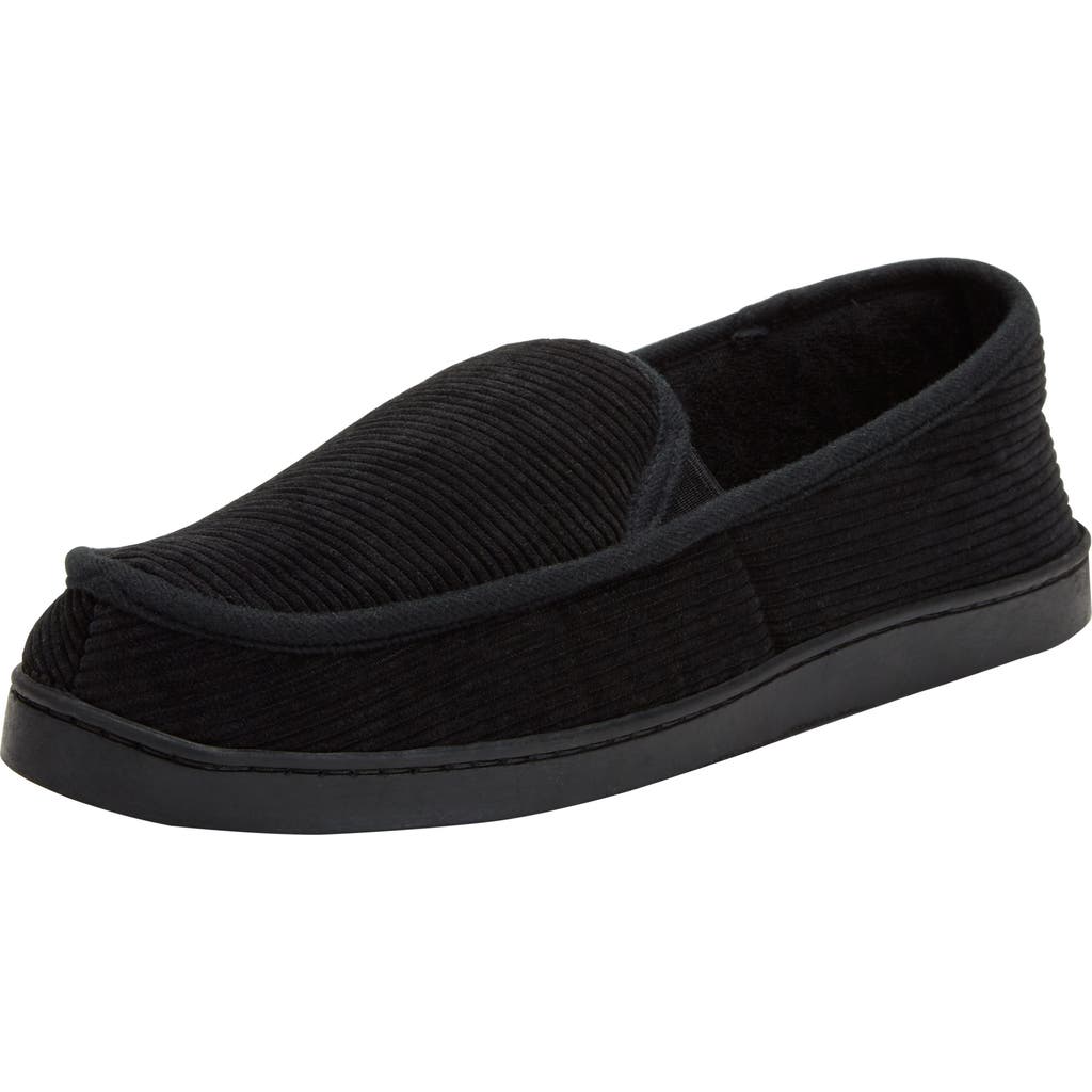Kingsize Cotton Corduroy Slippers In Black
