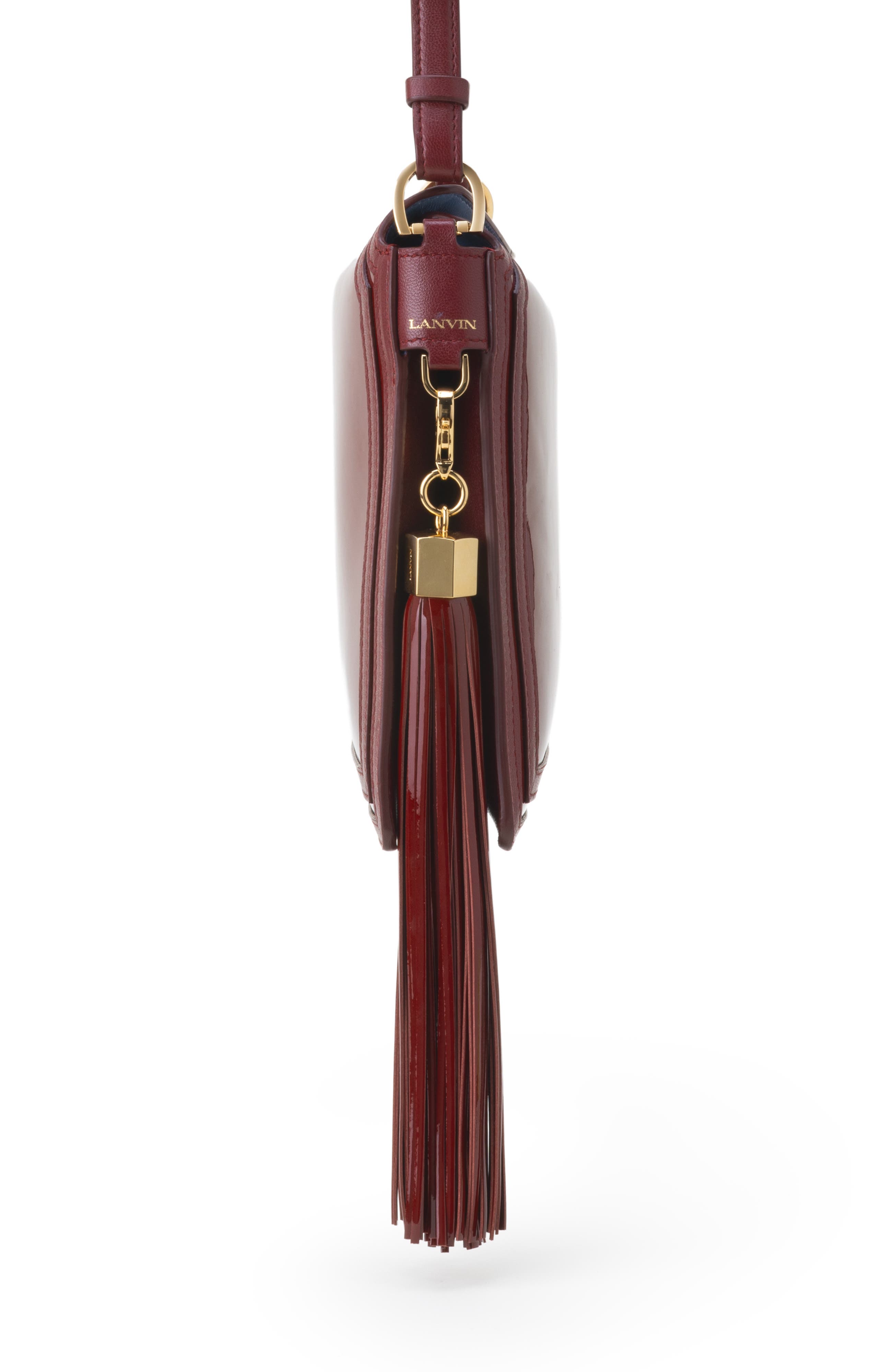 Leather Pompom Bag Charm, Alternate, color, Garnet