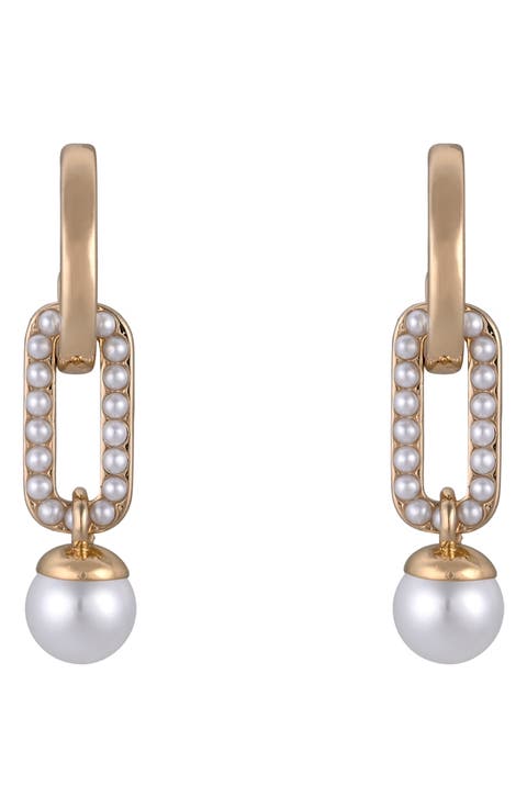 Imitation Pearl Link Drop Earrings